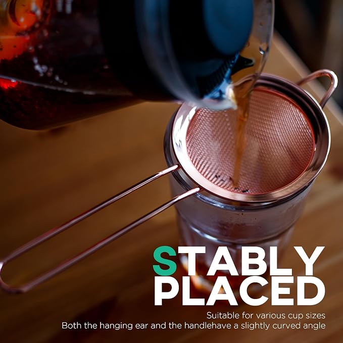 Homestia 304 Stainless Steel Fine Mesh Strainer, Sieve Sifter For Tea, Rose | 3.3'' Kitchen Small Strainer Fine Mesh, Cone Cocktail Strainer, Bar Strainer for Food, Rice, Fruits, Juicing, Drinks, Coffee