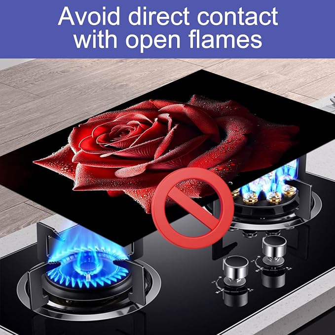 HOMETITUTE Red Rose Bloom Stove Top Cover 28x20 Diatomite Mat