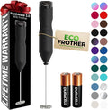 Zulay Kitchen Powerful Frother Wand AA Batteries Included, Ultra Fast Handheld Drink Mixer, Comfort Milk Frother, Stainless Steel Whisker, Frother Handheld for Coffee, Protein & Matcha - Frothmate 2.0