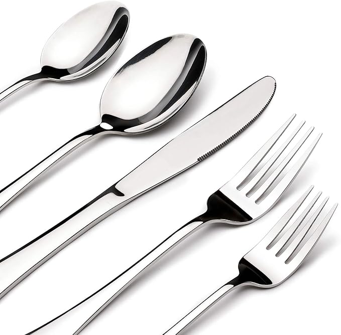 Silverware Set for 6,30 Piece Stainless Steel Flatware Utensils Cutlery Set | Heavy Duty Steak Knife Fork and Spoon, Dishwasher Safe, Gift Package for Wedding Housewarming