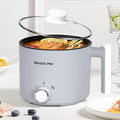 Electric Hot Pot 1.5L Nonstick Ramen Cooker for One-Person | Dual Power Setting for Hot Pot, Pasta/Soup/Oatmeal/Egg, Portable for Dorm/Travel, Overheat & Boil-Dry Protection (Grey, 1.5L)