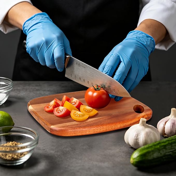 Small Acacia Wood Cutting Boards for Kitchen with Hanging | Mini Wooden Cutting Board for Vegetables, Fruit, Bread, Meat - BPA Free, 9" x 6.5"