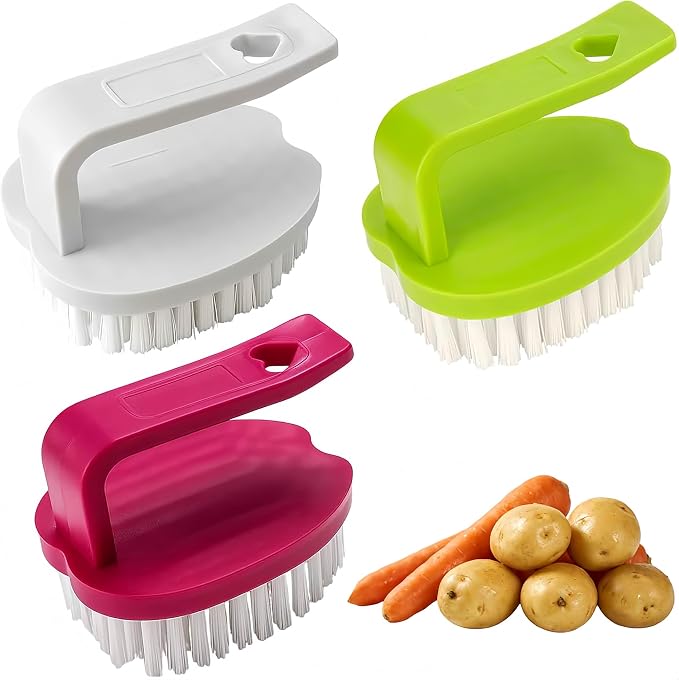Vegetable Scrubber Brush -3 Pack Fruit and Vegetable Brushes Stiff Bristles | Vegetable Brush Scrubber for Food,Veggie Wash Brush,Vegetable Cleaner Brush for Fruits,Potatoes,Carrots & Firm Produce