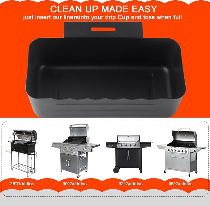 Grease Trap/Griddle Grease Catcher/Drip Tray/Grease Cup Replacement for Blackstone Grill,Grease Catcher for Black Stone Griddle 17, 22, 28, 30 & 36 inches.