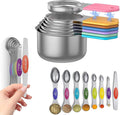 Magnetic Measuring Cups and Spoons Set, N52 Magnetic Nesting Design magnetic spoons, 304 Stainless Steel measuring cups, Dual-sided Design Set of 15 with Leveler for Dry & Liquid Ingredients