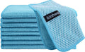Dish Cloths for Washing Dishes with Scrub Side, Microfiber Dish Rags | Dual-sided microfiber dish cloths with scrubber for stuck-on food, quick dry kitchen washcloths 9 Pack, 12" x 12 Inch Blue
