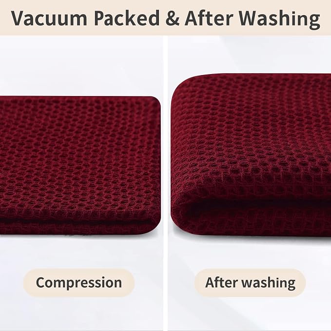 Homaxy 16 Pack 100% Cotton Kitchen Towels and Dishcloths Set, Burgundy | 12 x 12 Inches and 13 x 28 Inches Kitchen Towels Set, Ultra Soft Absorbent Dish Cloths for Washing Dishes