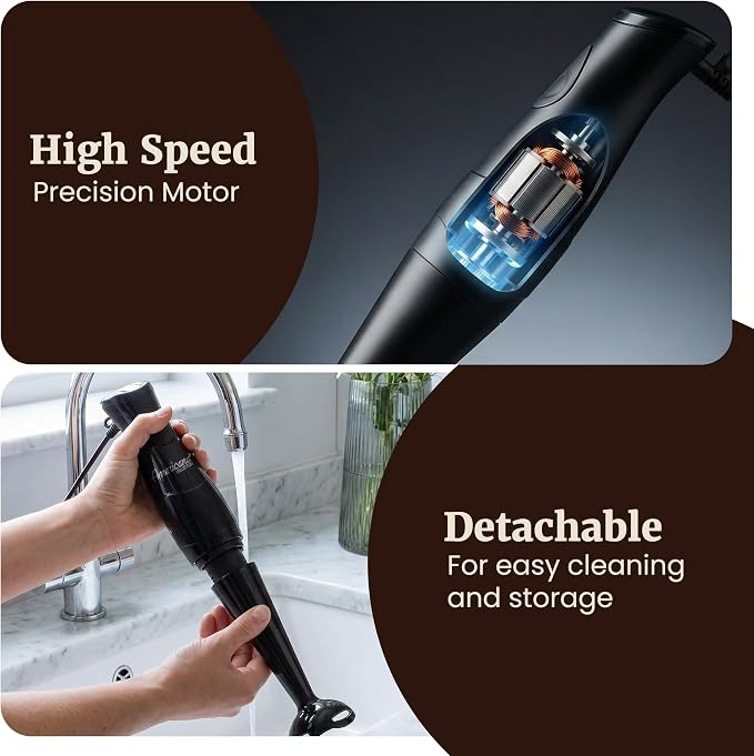 Elite Gourmet EHB2425B Immersion Hand Blender, 1-Touch, 150W, Black | Doubles as mixer and chopper for everyday cooking