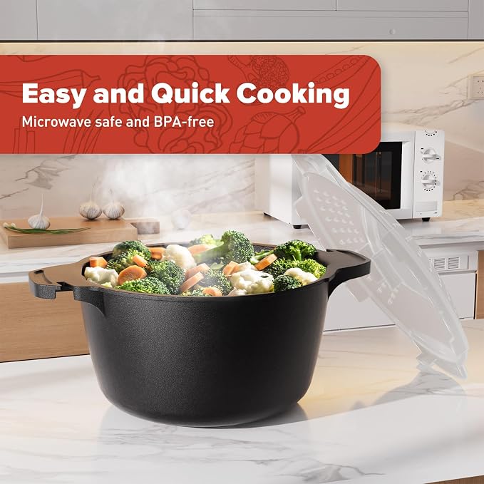 Small Microwave Cookware Steamer 1 Quart Vegetable Cooker for Cooking | Microwave Cooker with Food Container, Removable Filter and Lockab - BPA Free, Dishwasher Safe