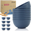 Wheat Straw Bowl Sets,8 PCS Unbreakable Cereal Bowls 26 OZ,Microwave and Dishwasher Safe Bowls,Kitchen Bowl suitable for cereal,salad,snack and soup (Navy Blue)