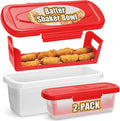 Batter Bowl with Lid, 2-Pack Fish Batter Shaker, Better Breader Shaker Bowl with Breading Shaker Tray, Batter Bowl with Lids Shaker for Frying Chicken Wings Fish Onion Rings Veggies