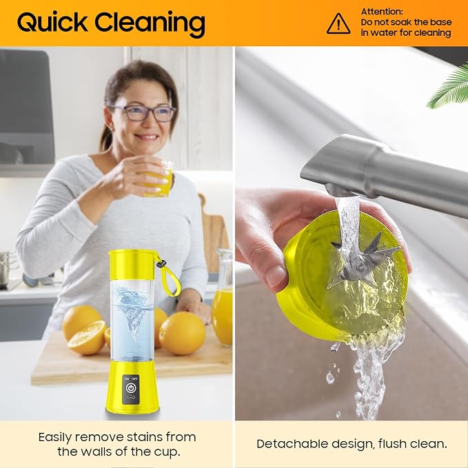 Portable Personal Size Mini Blender - 2026 New Upgrade Smoothies Blender | Small Blender with 380Ml Traveling BAP Free Cup for Sports/Home, 6 Blades Easily Squeeze Fresh Juice, 20000Rpm/Min Speed