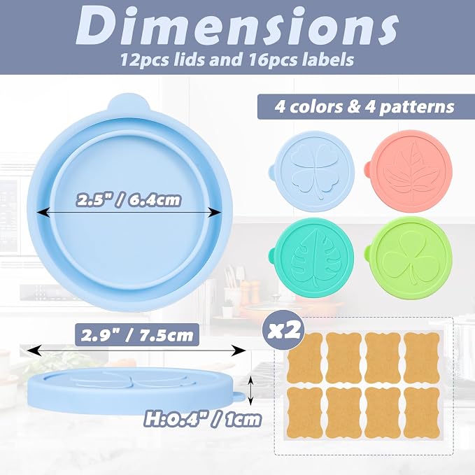 La Fermiere Yogurt Jar Lids, 12 Pack Silicone Yogurt Jar Lids for 4.9 oz La Fermiere, Colorful Cover for 5oz Oui Yogurt Glass Jars, Leakproof Nounos Yogurt Bottle Lids