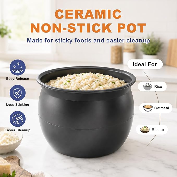 CARORI 6 Qt Electric Pressure Cooker, 9-in-1 Multi-Cooker with 2 Inner Pots, 6 Qt Stainless Steel Pot and 5 Qt Ceramic Nonstick Pot, 12 Presets, IMD Touchscreen, Black