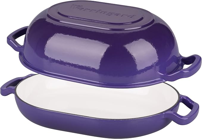 VORRINGARD Enameled Cast Iron Sourdough Bread Oven, Dutch Oven, Loaf Cast Iron Bread Pan for Homemade Bread Baking, Meatloaf Pan with Lid, 7QT, Purple