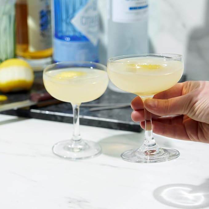 True Coupe Glass, Martini Glasses for Cocktail Party, Perfect for Espresso Martini, Manhattan, Champagne, Elegant 7 oz Glassware for Home Bars, Wedding Gifts, Margarita Glasses Set of 4