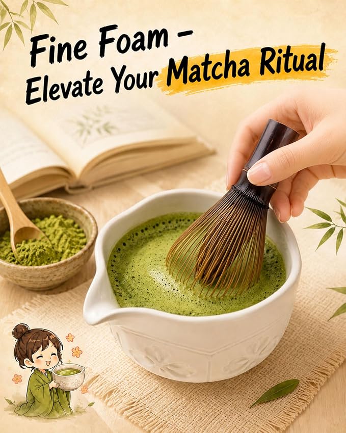 Authentic Shin Chasen Matcha Whisk – 6+ Year Aged Purple Bamboo | Handcrafted for Ceremonial Grade Matcha, Traditional Japanese Tea Ceremony Tool for Matcha Bowl
