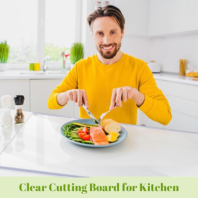 Wesiti Large Acrylic Cutting Board with Lip Non Slip 36"L X 24"W Clear Cutting Board Chopping Acrylic Countertop Protector Cover Shatter Resistant for Home Restaurant Kitchen Sink Stove