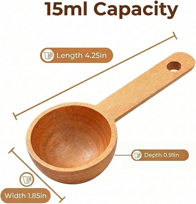 Wooden Coffee Scoops 4 Pack 15ml | Wooden Coffee Spoon, Tablespoon & Measuring Spoons for Jars, Coffee Beans, Tea, Sugar & Home Kitchen Use