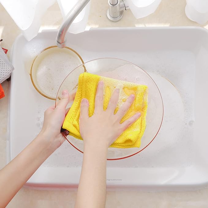 Homaxy 100% Cotton Waffle Weave Kitchen Dish Cloths 6-Pack, Yellow | 12 x 12 Inches, Ultra Soft Absorbent Dish Towels, Quick Drying Dish Rags with Hanging Loop