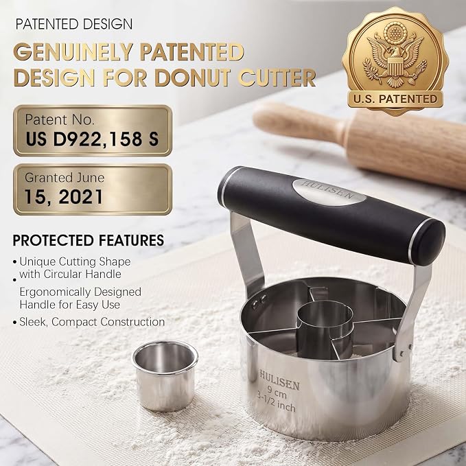 HULISEN 3.5 inch Donut Cutter with Hole, Stainless Steel Doughnut Cutter | Ergonomic Rubber Handle, Dishwasher Safe, Baking Beginner Friendly, Gift-Ready Packaging