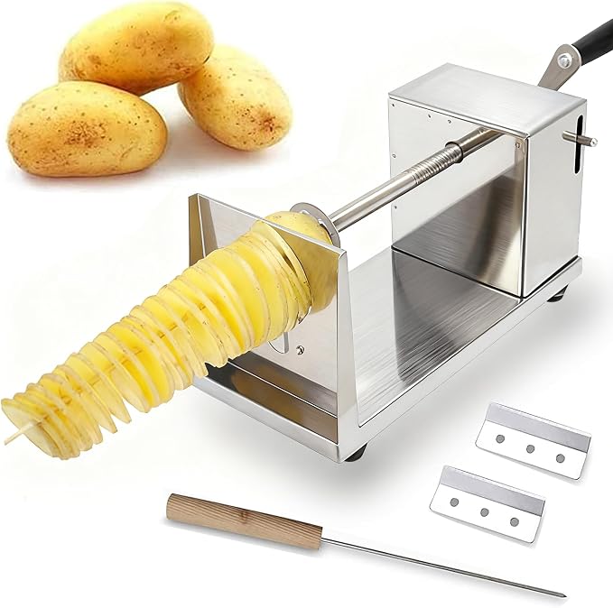 Tornado Potato Spiral Cutter, AIDOIT Manual Stainless Steel Potatoes Twister Cutter