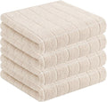 Homaxy 100% Cotton Terry Kitchen Towels, 4 Pack, Beige | Ultra Soft and Absorbent Dish Towels for Kitchen, Suitable for Drying and Washing Dishes
