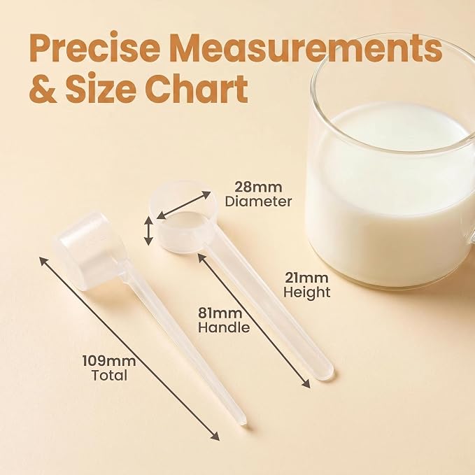 5 Gram Measuring Scoop for Creatine, Protein Powder, Cooking, 2 Pack, BPA-Free Food Grade Plastic, with 2g, 3g, 4g Scale Markings