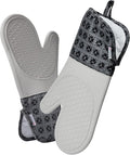 Kitchen Mama UltraShield Silicone Oven Mitts, Gem Gray | Heat Resistant, Non-Slip Surface, Waterproof, Flexible, Durable