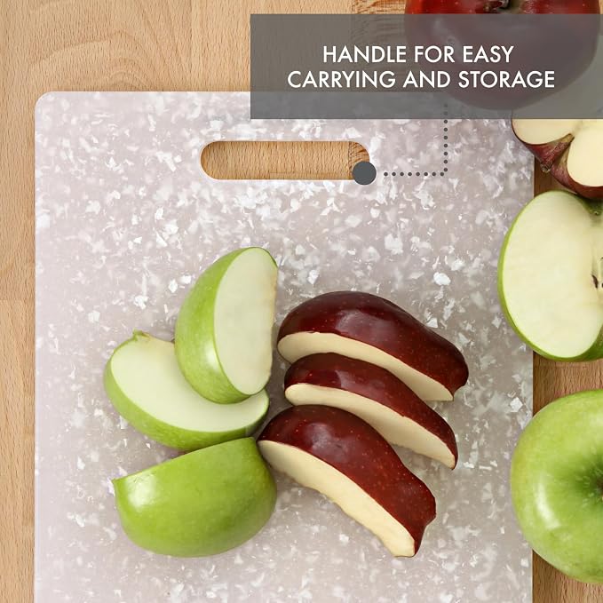 Dexas Classic Jelli Cutting Board with Handle, 8.5 by 11 inches, White Granite Pattern