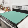 Stove Top Cover for Electric Stove - Food Grade Ceramic Stove top Cover, Silicone XXL Dish Drying Mat, Glass Cooktop Covers, Flat RV Range top Mats (Green Thickened,28x20)