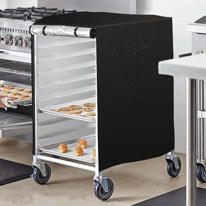 Bun Pan Sheet Rack Cover,Bread Speed Rack Cover with Zipper,Fit 20 Tier / 10 Tier Commercial Bakery Pizza Cooling Proofing with Clear Plastic Roll Top Door and Breathable Mesh Vent(10-Tier)