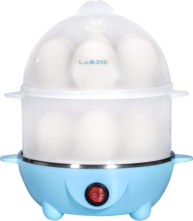 Electric Egg Boiler Cooker Rapid Poacher 7 or 14 Capacity Soft Medium Hard Boiled or Poached for Hard Boiled Scrambled Eggs or Omelets Steamed Vegetables Seafood w/Auto Shut Off Feature Blue