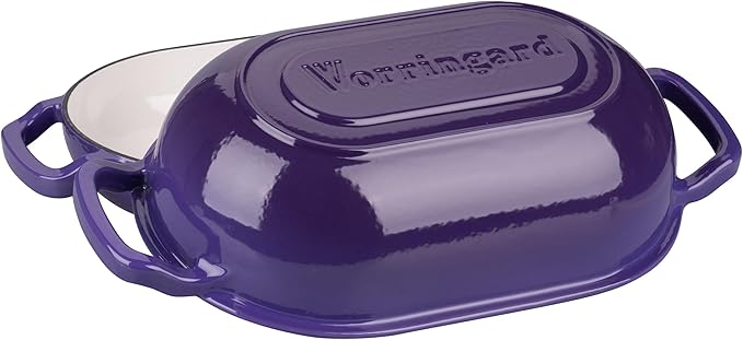 VORRINGARD Enameled Cast Iron Sourdough Bread Oven, Dutch Oven, Loaf Cast Iron Bread Pan for Homemade Bread Baking, Meatloaf Pan with Lid, 5QT, Purple