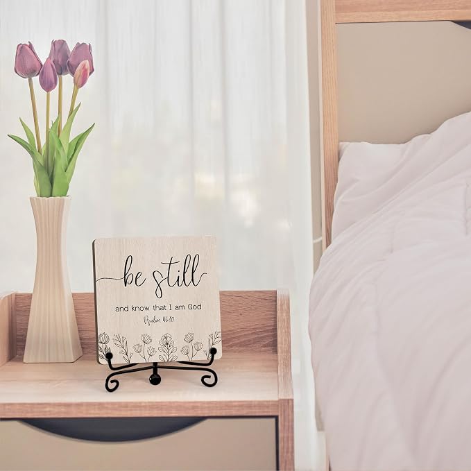 Home Decor, Farmhouse Be Still And Know That I Am God Shelf Decor For Living Room, Christian Gifts For Women Men, Entryway Tv Stand Fireplace Mantle Coffee Table Decoration (Still-15)