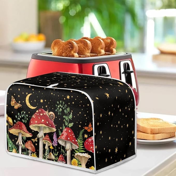 Forest Butterfly Mushroom Toaster Covers 2 Slice Wide Slot Fingerprint Protection Kitchen Small Appliances Toaster