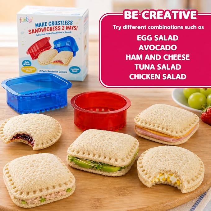 Bento Box Accessories - Crustable Sandwich cutters for kids - Uncrustable Sandwich Cutter and Sealer -School Lunch Accessories