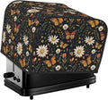 4 Slice Toaster Cover Vintage Butterfly Daisy Leaf Dust Proof Washable Kitchen Appliance Cover with Pocket, Oxford Fabric Countertop Toaster Protector for Standard Toasters Small Appliances