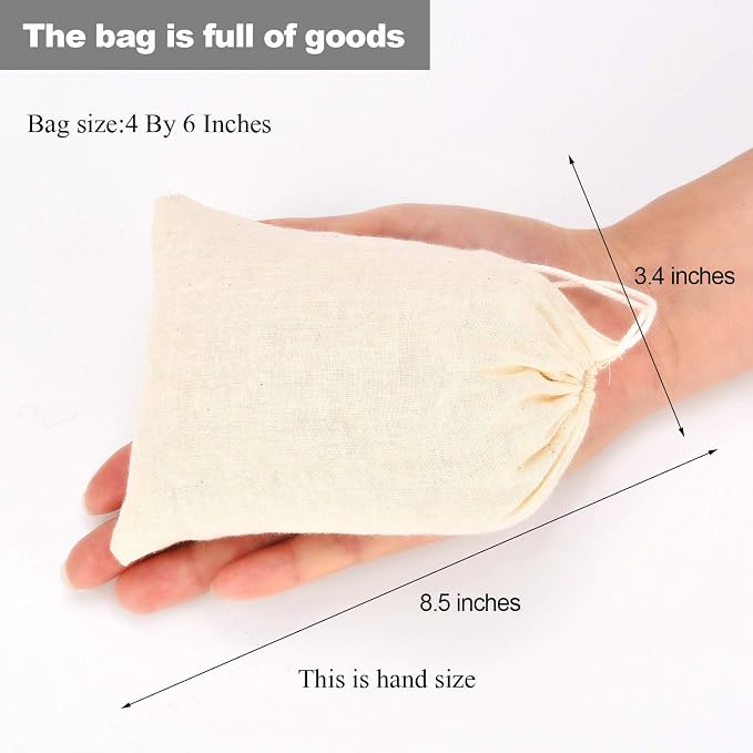 Tatuo 50 Pieces 4 x 6 Inches Muslin Cotton Drawstring Bags Canvas Linen Sachet Bag Reusable Empty Gift Pouch for Party Home Supplies (Pack of 2)