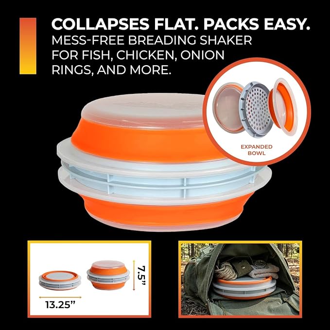 CanCooker Collapsible Breading Batter Bowl | 2 Pack | Mess Free Shaker Container & Mixer | Ideal for Fish Fry Fried Chicken & Wings