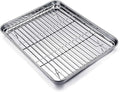 TeamFar Baking Sheet with Cooling Rack Set, 12.5 x 9.5 x 1 inch | Stainless Steel Baking Pan Tray Cookie Sheet with Baking Rack, Non Toxic & Healthy, Mirror Finish & Dishwasher Safe