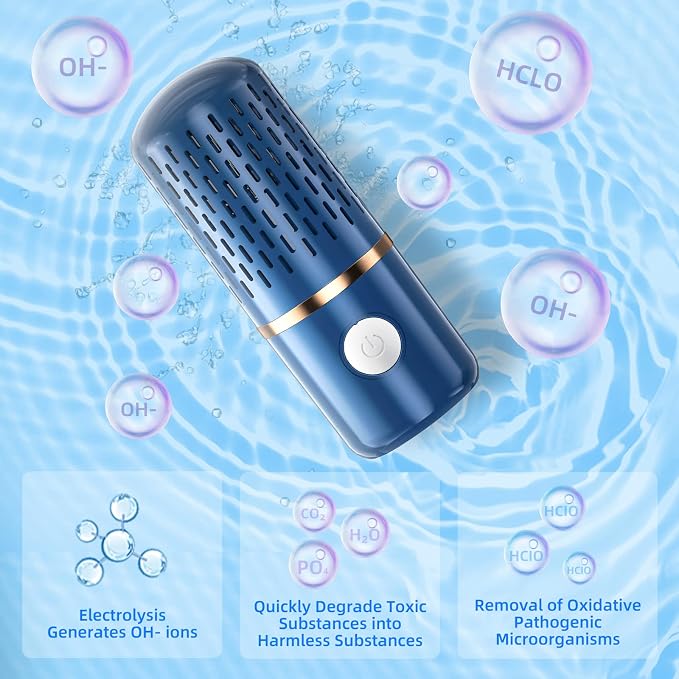 Fruit and Vegetable Cleaning Machine, Fruit and Vegetable Cleaner, USB Wireless Food Purifier, Cleaner Device for Washing Fruits, Vegetables, Rice, Meat and Tableware (Blue), Medium