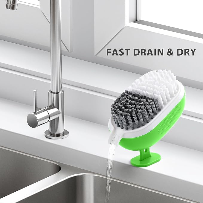 Lumkew Vegetable Brush Scrubber for Food, Green,1Pcs | Drainable, Potato Mushroom Scrubber Brushes, Veggie Fruit Washing Scrub Cleaner