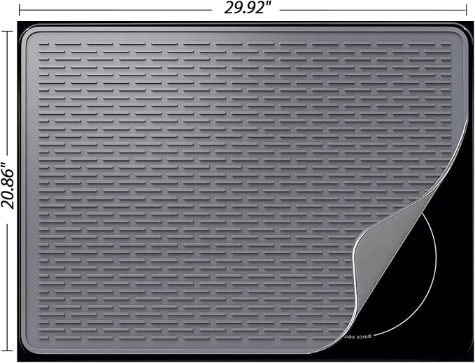 YUHFERA Stove Top Cover for Electric Stove - Silicone Stove Mat for Glass Top, Glass Cooktop Protector, XL Dish Drying Mats for Kitchen,Oven Covers for Electric Stove (Gray,30 x 21)