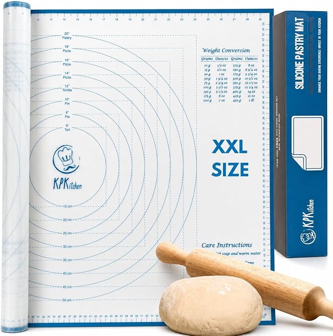 Silicone Pastry Mat XXL, Extra Large Dough Rolling Mat for Baking & Pizza | Non-Slip, Easy-Clean Surface, 23.5 x 31.5 Inches, Printed Measurements & Conversion Chart, For Dough, Cookies, Pie & Fondant.