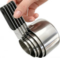 Magnetic Handles 5 Piece Stainless Steel Measuring Cups, Black, Kitchen Gadgets for Measure Liquid and Dry Ingredients, Cooking & Baking