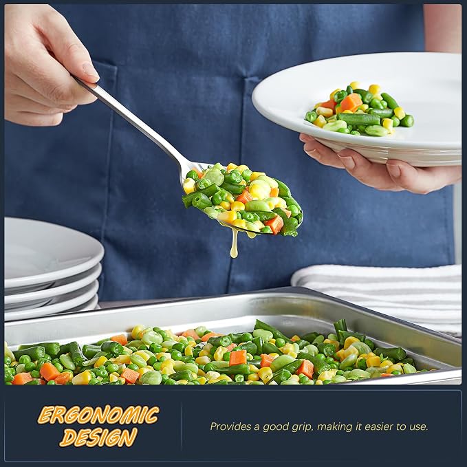 Serving Spoons 8.7 Inches Slotted Serving Spoon Large Cutlery for Catering Buffet, Mirror Polished, Dishwasher Safe, 4 Pieces