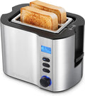 Elite Gourmet ECT2145 2-Slice Toaster, Extra-Wide Slot, Stainless Steel | Bagel, Reheat, Defrost & Cancel Functions, 6 Toast Settings, Built-In Warming Rack, Countdown Timer