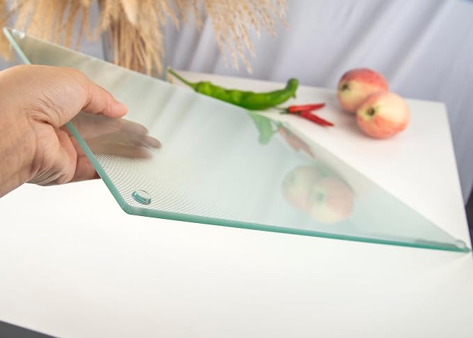 Glass Cutting Board 16"x12": Tempered Glass Kitchen Counter Protector - Durable- Scratch-Resistant, Heat-Proof - Design 6 - Woven Textured Design