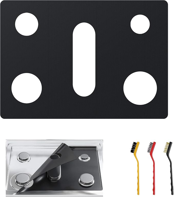 GCFG3060BF/GCFG3060BD PLUS Stove Protector for Frigidaire Gallery Gas Range | Reusable Thickened Burner Splatter Stove Liner, Easy to Clean, Fire Resistant Trimmable, Comes with 3 Free Cleaning Brushes